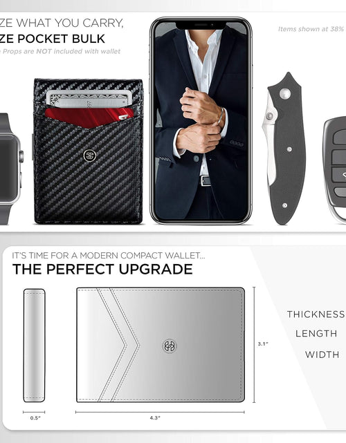 Load image into Gallery viewer, Slim Wallets for Men. Minimalist Bifold Wallet with Money Clip &amp; ID Window. RFID Blocking Credit Card Holder Front Pocket Wallet, Gifts for Men - Husband Father on Birthday Anniversary.
