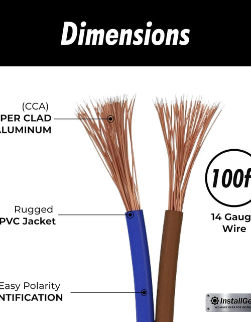 Load image into Gallery viewer, 14 Gauge Speaker Wire 100 Ft Cable, 14 AWG Speaker Wire Cable, True Spec Soft Touch Cables | Great Use for Car Audio, Stereos, Home Theater Speakers, Surround Sound
