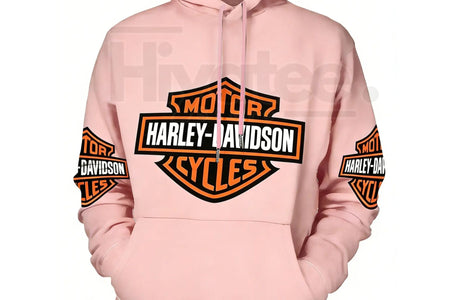 Harley-Davidson Logo Print Hoodie – Vintage Hardcore Aesthetic, Motorcycle Culture Streetwear, TikTok Fashion Pullover