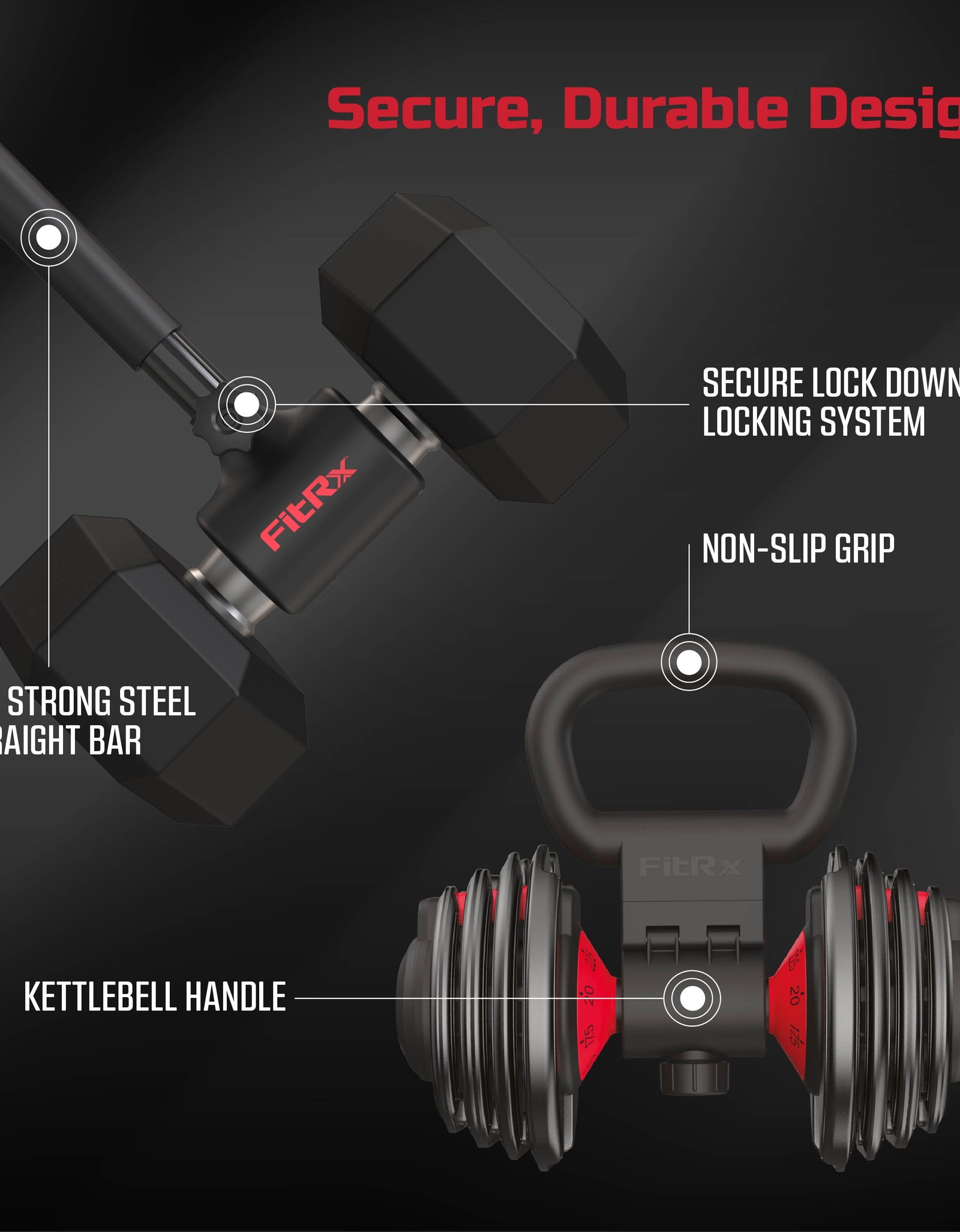 X-Bell System Dumbbells to Barbell Converter, Dumbbell to Curl Bar, Macebell and Kettlebell Handle