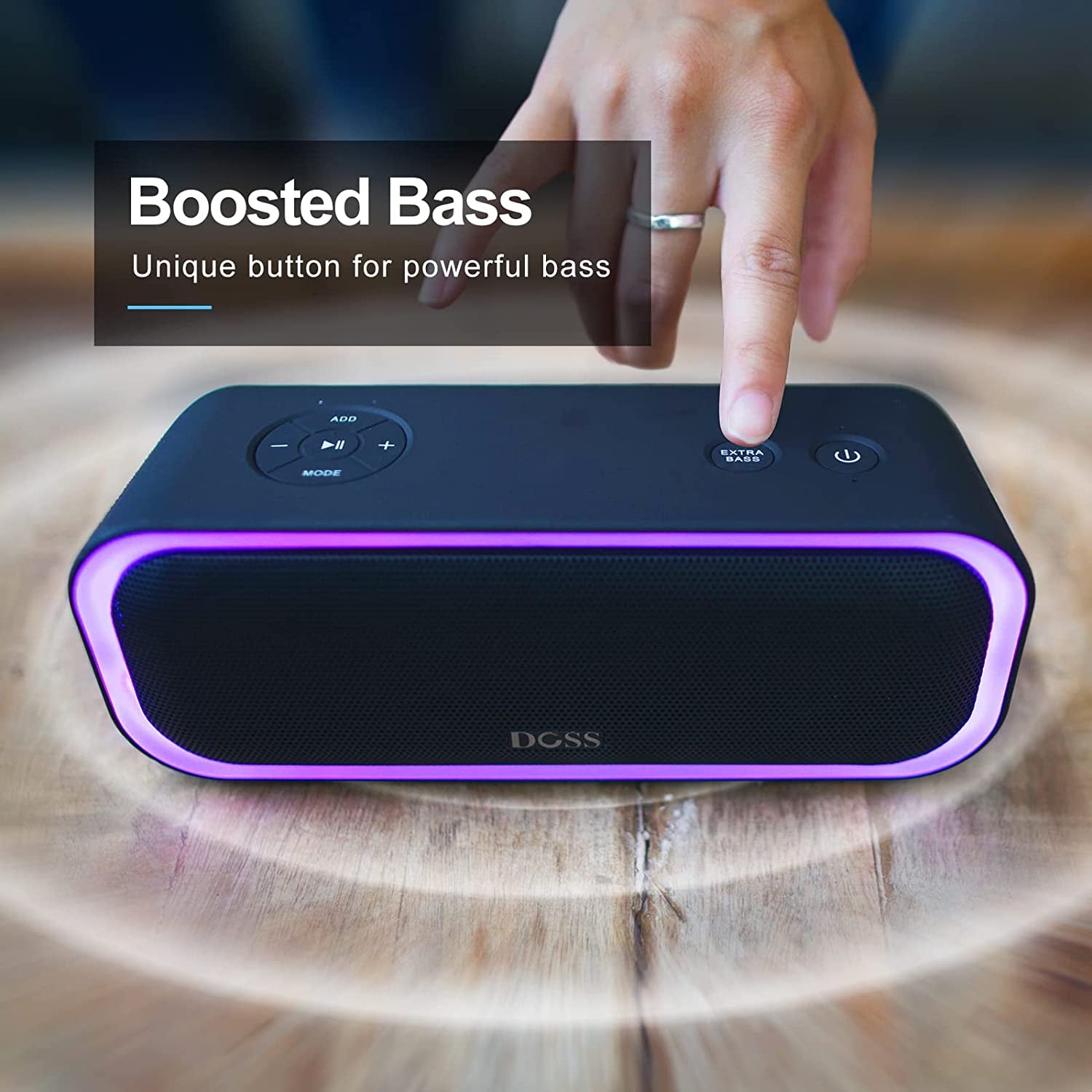 Bluetooth Speaker, Soundbox Pro Wireless Speaker with 20W Stereo Sound, Active Extra Bass, Bluetooth5.0, IPX6 Waterproof, Wireless Stereo Pairing, Multi-Colors Lights, 20Hrs Playtime -Blue