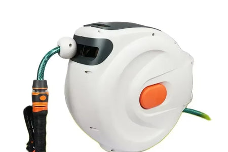 10/20M Automatic Rewind Hose Reel with 7 Pattern Hose Nozzle Water Hose Reel Slow Return System for Car Garden