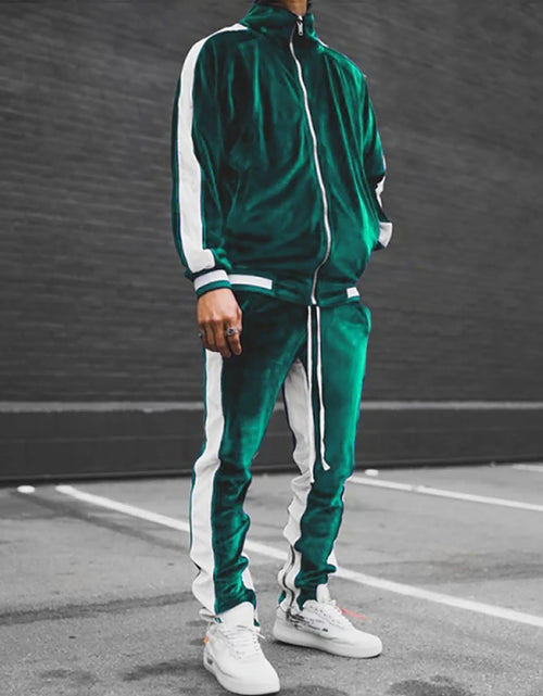 Load image into Gallery viewer, Men'S Tracksuit Full Zip Hooded Sweatshirt Sets Matching Wide Leg Cargo Pants 2 Piece Outfit Brown,Xl
