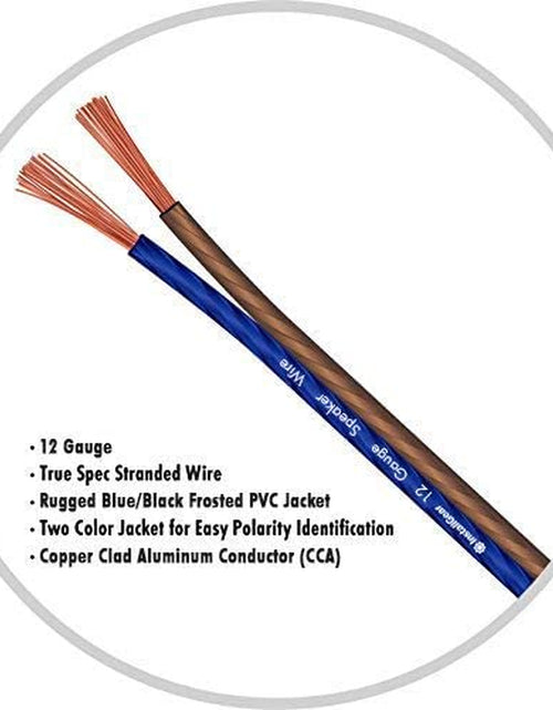 Load image into Gallery viewer, 12 Gauge AWG 100Ft Speaker Wire True Spec and Soft Touch Cable - Blue/Black
