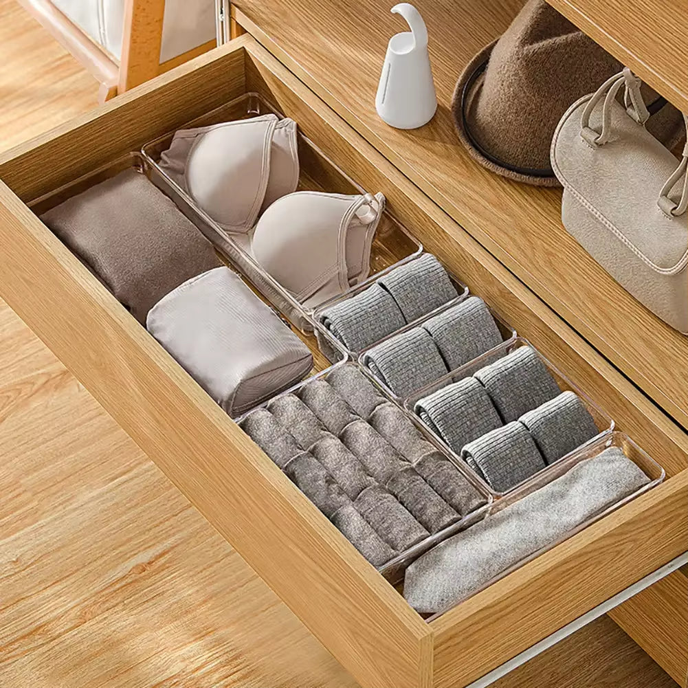 ClearNest Organizer – Transparent Anti-Scratch Drawer Storage Box for Cosmetics, Office & Home