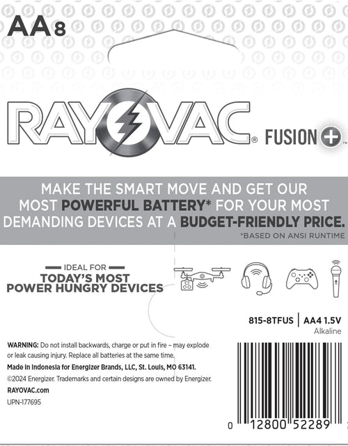 Load image into Gallery viewer, Fusion AA Batteries, Premium Alkaline Double a Batteries (8 Battery Count)
