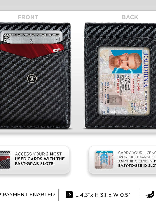 Load image into Gallery viewer, Slim Wallets for Men. Minimalist Bifold Wallet with Money Clip &amp; ID Window. RFID Blocking Credit Card Holder Front Pocket Wallet, Gifts for Men - Husband Father on Birthday Anniversary.
