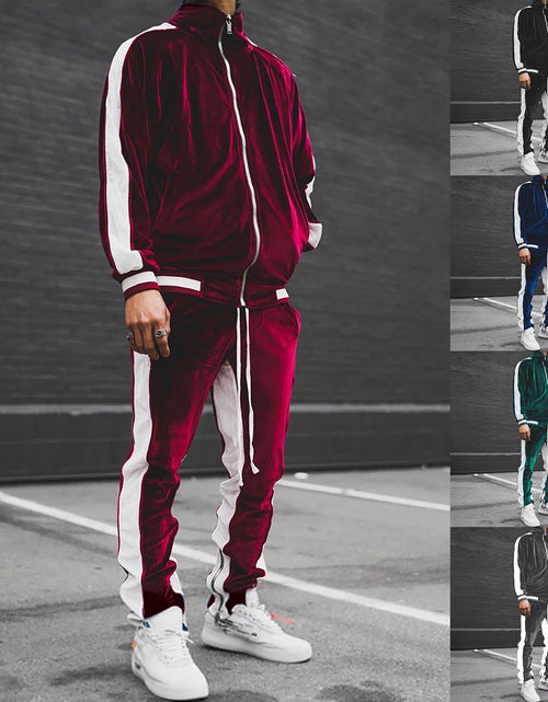 Load image into Gallery viewer, Men'S Tracksuit Full Zip Hooded Sweatshirt Sets Matching Wide Leg Cargo Pants 2 Piece Outfit Brown,Xl
