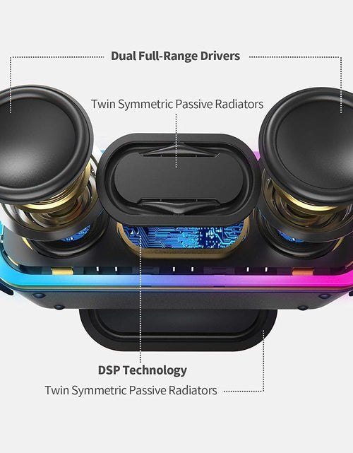 Load image into Gallery viewer, Soundbox Pro+ Bluetooth Speaker, Immersive 24W Stereo Sound with Booming Bass, IPX6 Waterproof, 15H Playtime, Mixed Colors Lights, Wireless for Backyard, Hiking, Garage, Party-Grey
