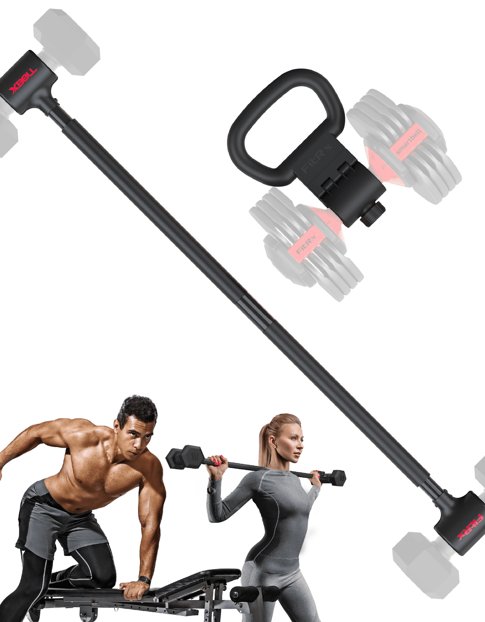 X-Bell System Dumbbells to Barbell Converter, Dumbbell to Curl Bar, Macebell and Kettlebell Handle