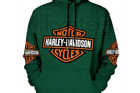 Harley-Davidson Logo Print Hoodie – Vintage Hardcore Aesthetic, Motorcycle Culture Streetwear, TikTok Fashion Pullover