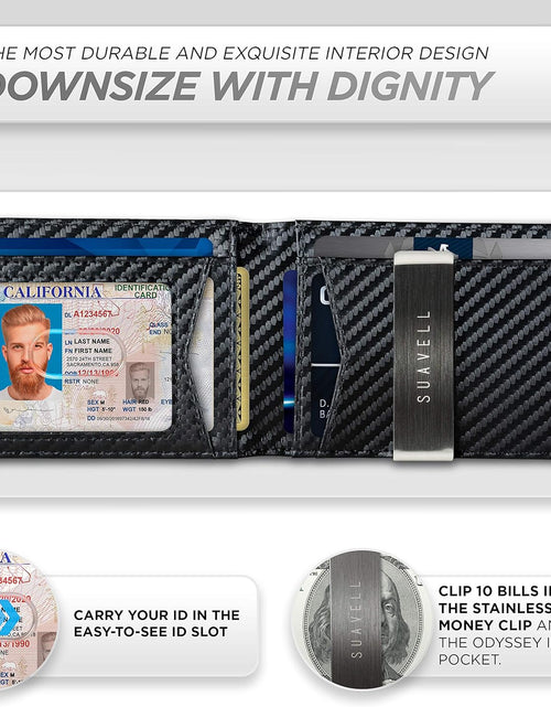 Load image into Gallery viewer, Slim Wallets for Men. Minimalist Bifold Wallet with Money Clip &amp; ID Window. RFID Blocking Credit Card Holder Front Pocket Wallet, Gifts for Men - Husband Father on Birthday Anniversary.

