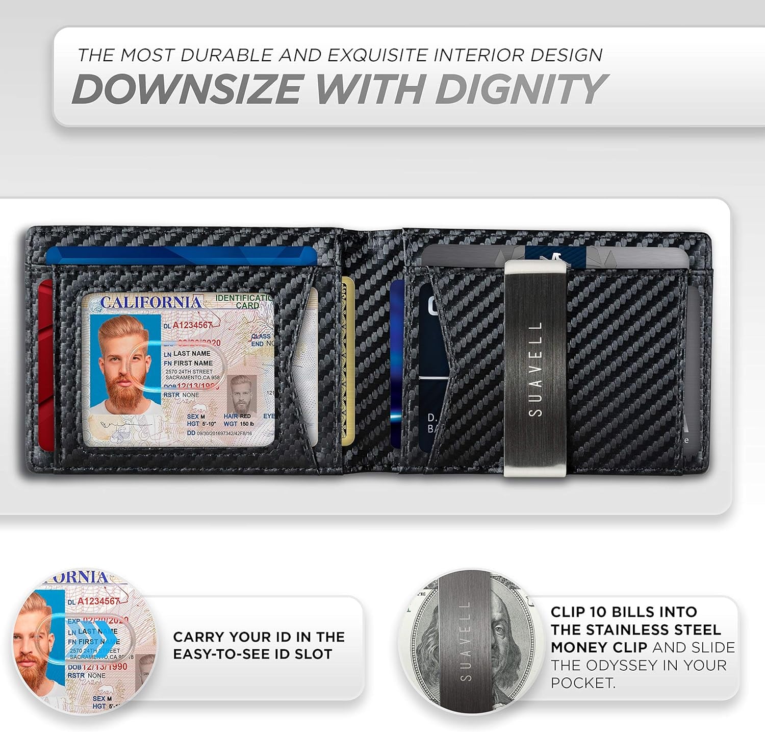 Slim Wallets for Men. Minimalist Bifold Wallet with Money Clip & ID Window. RFID Blocking Credit Card Holder Front Pocket Wallet, Gifts for Men - Husband Father on Birthday Anniversary.