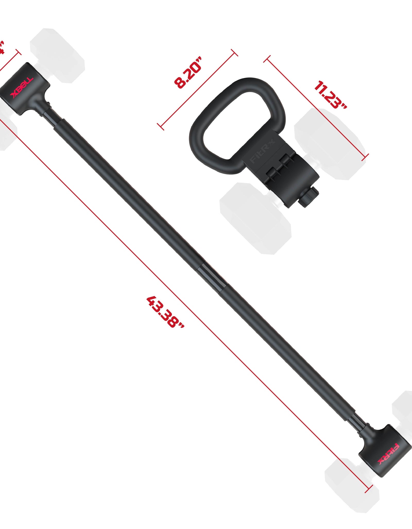 X-Bell System Dumbbells to Barbell Converter, Dumbbell to Curl Bar, Macebell and Kettlebell Handle
