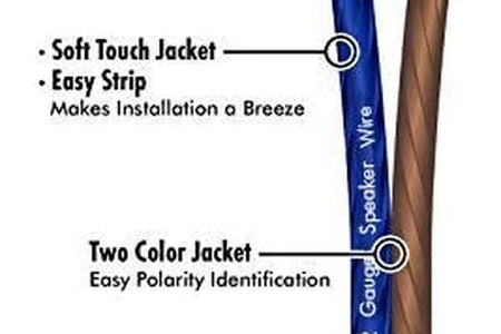 12 Gauge AWG 100Ft Speaker Wire True Spec and Soft Touch Cable - Blue/Black
