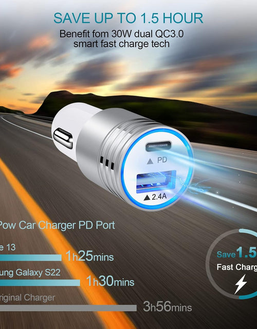 Load image into Gallery viewer, USB C Car Charger Fast Charging C Cord for Samsung Galaxy A17 A16 5G S24 S23 A15 A14 A25 S22 S21 Ultra/S21+/S20 Fe/Note 20 S10E S9 A71 A72 A52 A32,Iphone 16 Pro Max 15,30W Phone Automobile Adapter
